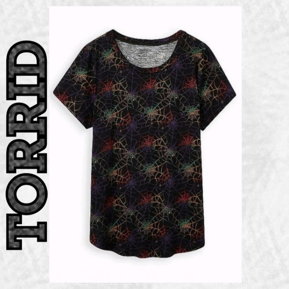 Torrid Rainbow Spider Web Vintage Tee! NWT! - Picture 1 of 4